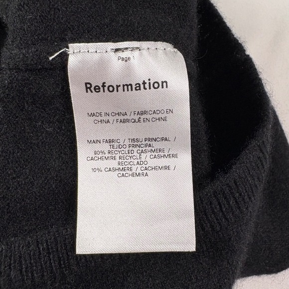 NWT Reformation Ilaria Cashmere Dress Women XL Black Rosette One Shoulder Maxi - Picture 8 of 10